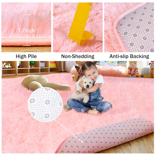 Tapete Suave Rosa 8x10 Pies Ideal para Dormitorio miniatura 6