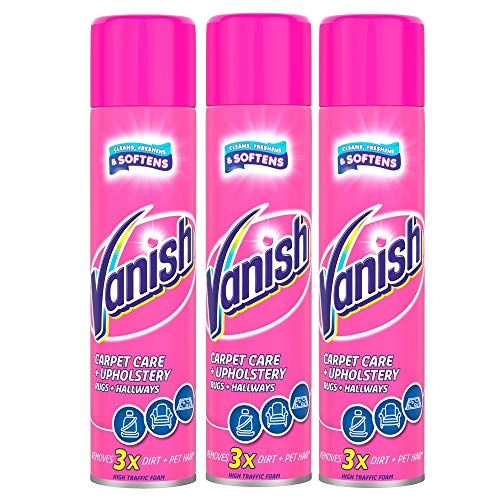 Vanish Oxi Action Upholstery & Carpet Cleaner, Stain Remover Foam for Large Area Cleaning, 600ml | Spring Flowers Fragrance | Cleans and Freshens your Carpet | Pack of 3