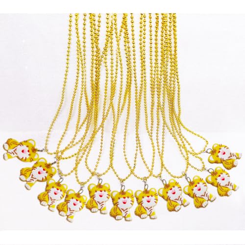 KeeStar 24 Pack Tiger Necklace Party Favors for Safari Jungle Baby Showe, Birthday Party Goodie Bag Fillers, School Carnival Rewards, Photography Props, Home Decorations, Classroom Prize