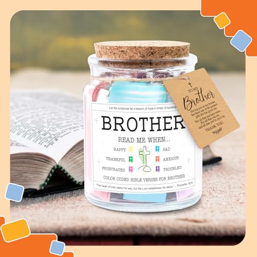 Image of NewEleven Fathers Day Gift For Brothers - Brother Christian Birthday Gift For Little, Adult Bro, Sibling - Meaningful Gifts For Brothers From Sister, Family - Bible Verse Jar
