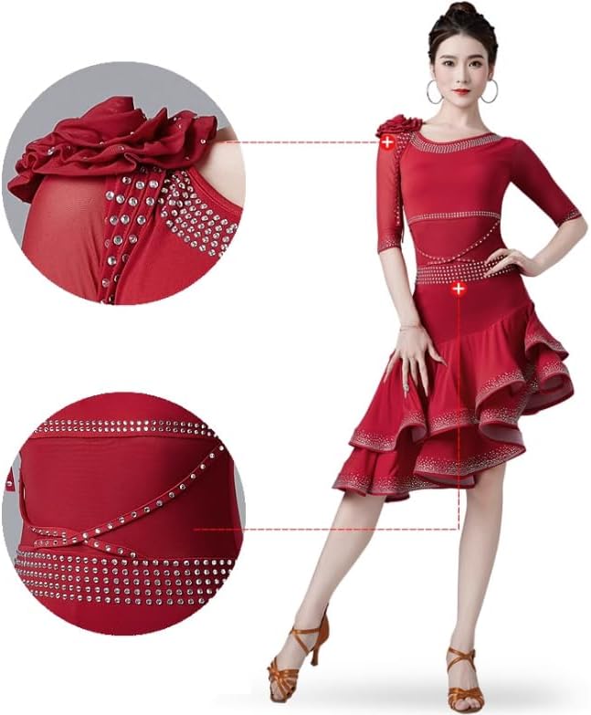 Latin Dancing Outfit for Women Flower Ballroom Dance Performance Dresses Cha Cha Dance Costume Tango Dancing Clothes