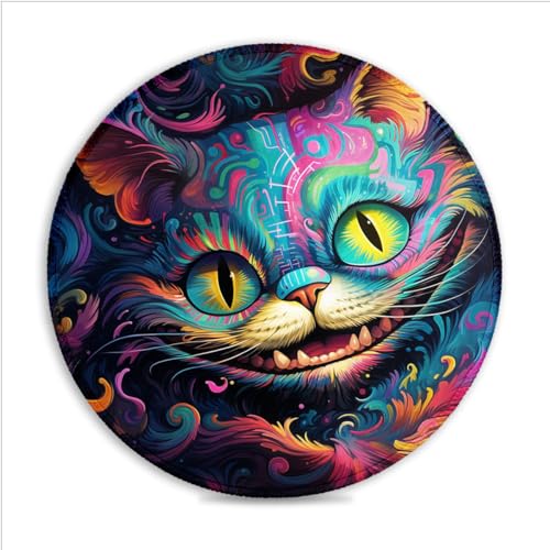 Tappetino per mouse da gioco con gatti (20,3 cm), rotondo, anti-sudore, in tessuto micro-tessuto, bordo cucito, base antiscivolo, tappetino per mouse portatile per computer e laptop