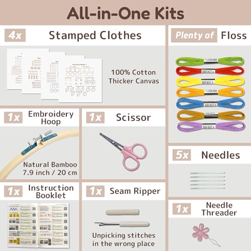 image for Bradove Classic Embroidery Stitches Practice Kit, Embroidery Kit for B