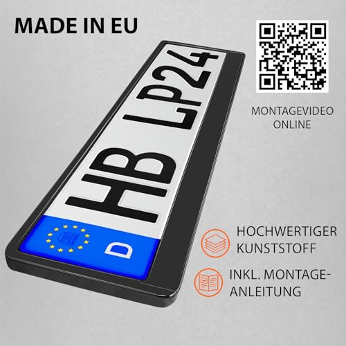 L & P Car Design L&P A162 2 x Kennzeichenhalter in schwarz Nummernschild Kennzeichenhalterung