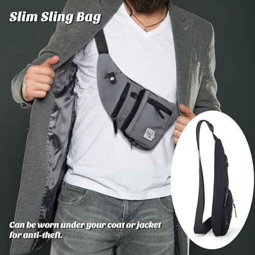 Peicees Small Sling Bag For Men Women Crossbody Man Purse Anti Theft Chest Bag For Travel Lightweight Shoulder Bag3