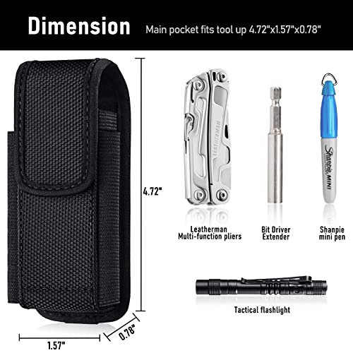 Image of Sheath Compatible with Leatherman Wave Plus Wingman Surge Rebar Multi Tool Holster Nylon Belt Clip Pouch, Black