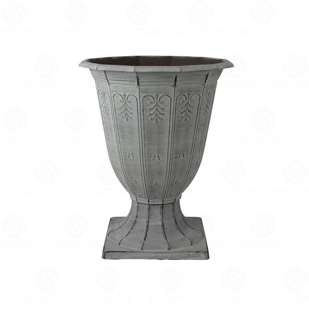 Calista Hexagonal Planter, Urn Planter & Hanging Basket | Vintage Rust Finish – Decorative Garden Pastic Plant Pot | Lightweight Weatherproof Indoor Outdoor (Urn Planter-32cm-Vintage Rust-Pack 1)