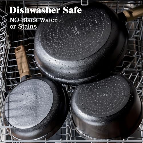 Image of SENSARTE 20Pcs Nonstick Pots and Pans Set, Black Titanium Cookware Set