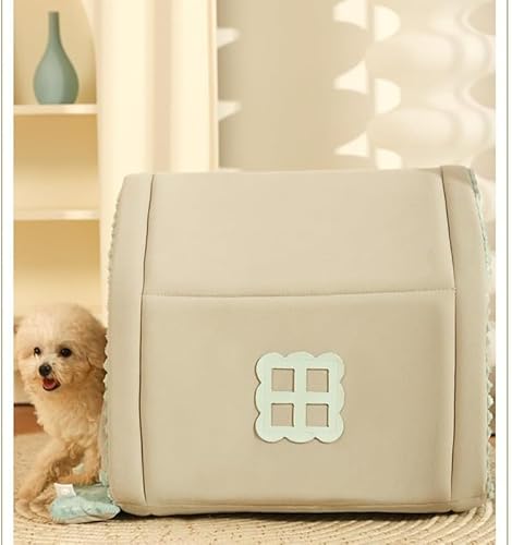 Sefoemut 犬 ベッド ドーム ペットベッド ドーム型 ペットハウス 犬猫用 室内用 冬用 ふわふわ 洗える クッション付き 犬用ベッド 犬小屋 屋根付き 猫ハウス 犬 ハウス ペットベッド 大型犬/中型犬/小型犬 ペット用品 (L:56*51*51