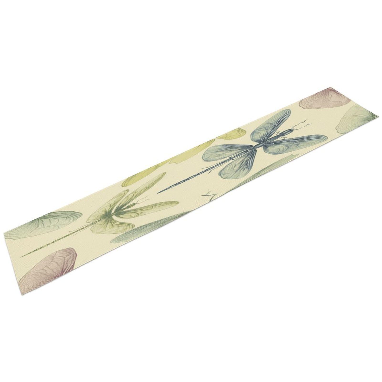 Dragonfly Drawing Table Runner Kitchen Dining Decoration Tablemat Fashion Linen Tables Runner Farmhouse Style Tables Runners for Home Party Indoor Table Runnes 13.4x72.4 Inch
