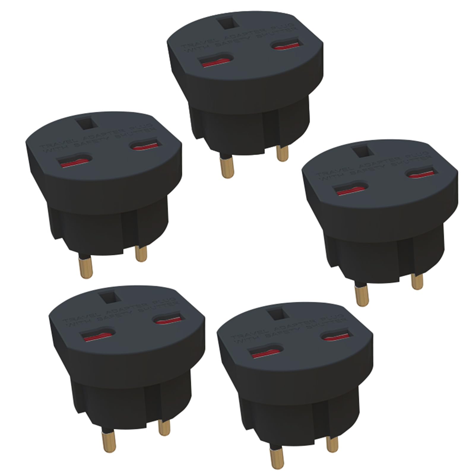 WEMAKPack of 5 EU Travel Adapter, UK to European Plug Adapter, Europe Converter Type G to Type C,E,F for Spain, France, Italy, Netherlands, Greece, Germany, Poland and More -Black