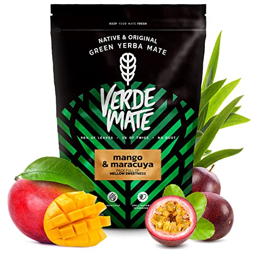 Verde Mate Grüne Mango & Maracuja 0,5kg | Fruchtiger Yerba Mate | Exotischer Geschmack von Yerba Mate | Die Kraft der Erfrischung | Natürliche Stimulation | Brasilianische Yerba Mate | 500 gr Cover