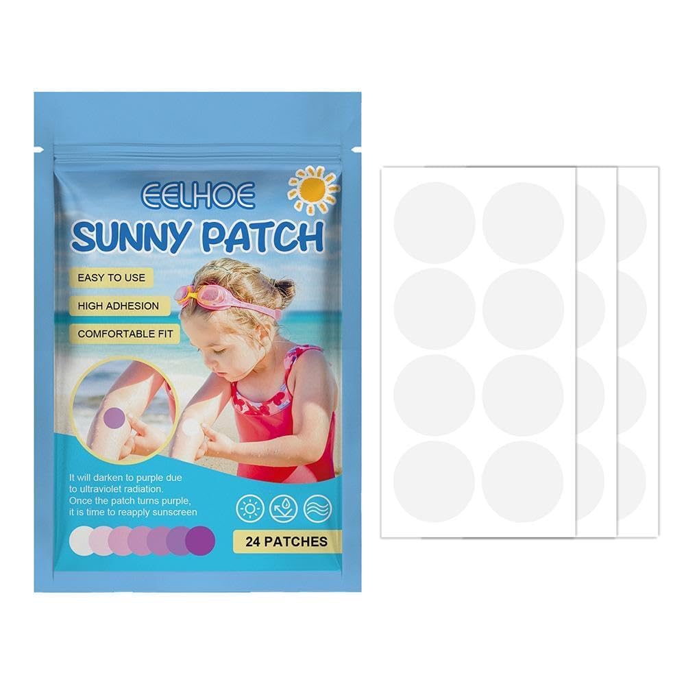 24 Pcs UV Stickers for Sunscreen Waterproof UV Detection Stickers Sun Cream Stickers to Reapply UV Detection Reminder