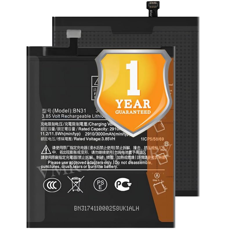 Image of Original BN31 Battery Compatible for Xiaomi Mi A1 (Mi 5X) (MDG2, MDI2) | Redmi Y1 (Note 5A) (MDI6S) | Redmi Y1 Lite (MDI6) | Redmi Y2 (M1803E6G, M1803E6H, M1803E6I) - (3080mAh) - 1 Year Warranty K7