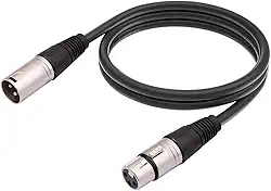 PlusCable Cabo de audio para Microfone Canon XLR macho para XLR femea CANON50 Preto, conexoes em metal, 5 metros