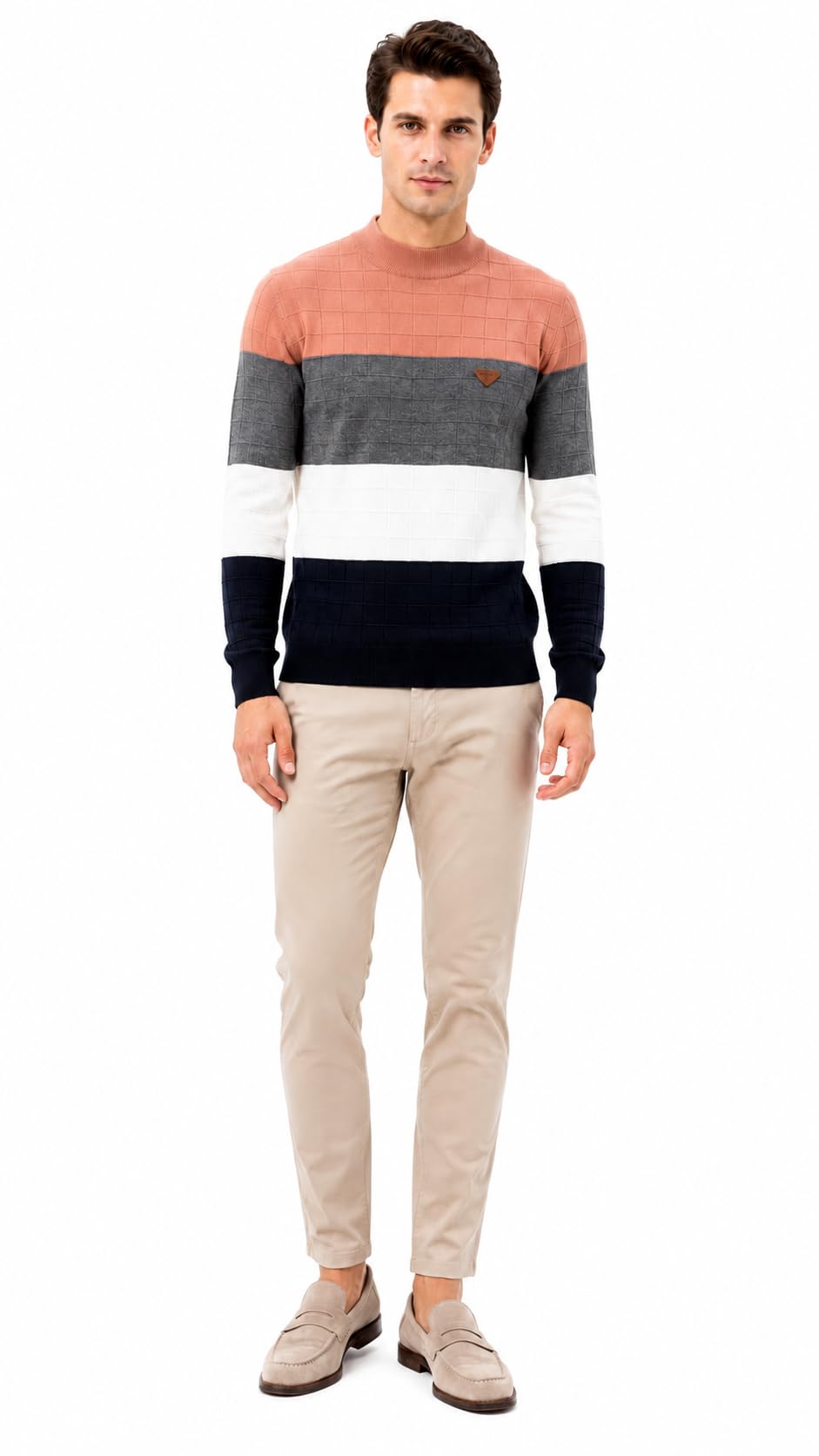 Men Check Striped Round Neck-picture-44