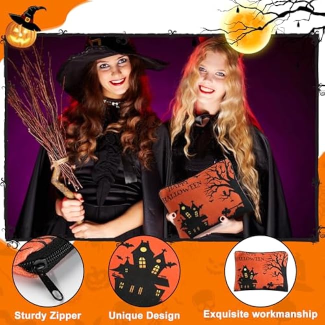 UAREHIBY Halloween Pumpkin Gifts for Women, 20 OZ Tumbler Cup for Sister, Makeup Bag for Friend, Cute Ghost Socks for Halloween Party, Mom, Dad, Coworker