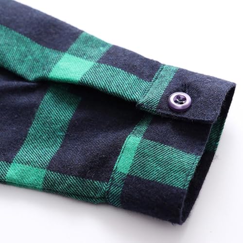 Boys&Mens Plaid Flannel Button-Down Shirts Girls Long Sleeve Spring Winter Casual Collared Blouse Kids Tops Tees Clothes4