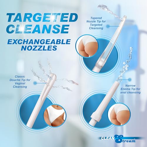Image of Cleanstream Deluxe Shower Enema Kit for Men, Women. Large Bag Capacity, Adjustable Control Valve, 5Ft Hose with 3 Unique Tips, Easy to Use. 13 Pieces, 1 Set, Blue.