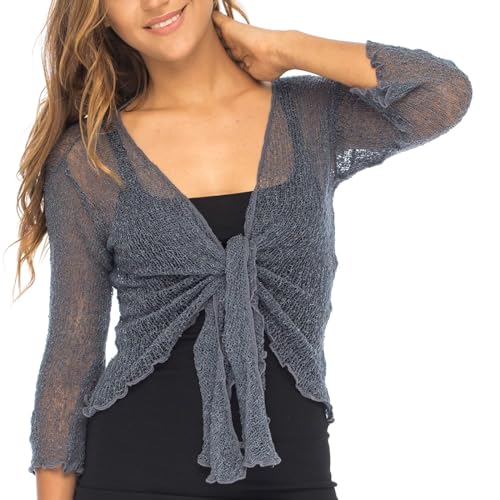Image of Back From Bali Womens Sheer Shrug Cardigan Lightweight Knit