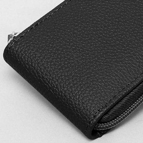 1pc Black RFID Blocking Card Holder with Zipper, Compact Credit Card Case for Men and Women, Polyester Lined, Modern Design, Credit Card Storage2