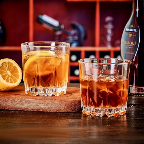 Image of GLASKEY Whiskey Glasses Set of 4,Lead-Free Crystal Old Fashioned Glass,Scotch Glass Tumblers for Drinking Bourbon,Cognac,Irish Whisky,Whisky Glass Gift Set for Men,Dad,Brother-10oz