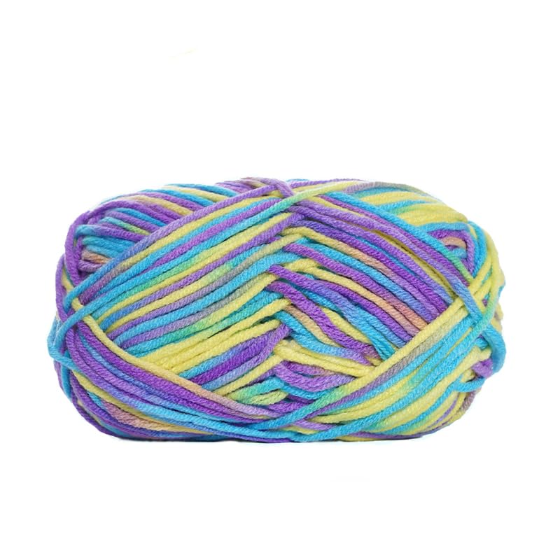 1 Roll 50g 5Ply Colorful Crochet Knitting Yarn for DIY Crafts (Purple+Yellow+Blue) — image 1