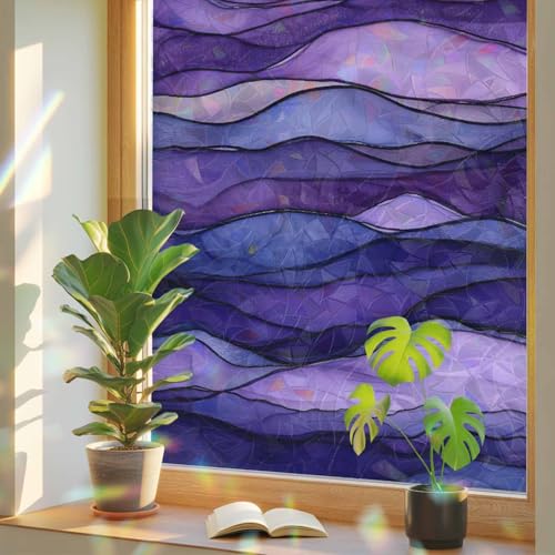 Vinilo decorativo para ventana con diseño Ombre púrpura 3D miniatura 1