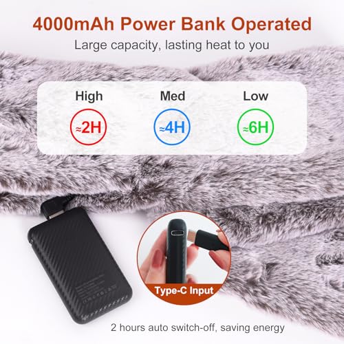 Heated Scarf for Women & Men - Rechargeable Electric Heating Scarf, 4000mAh Power Bank Included, Neck Warmer4