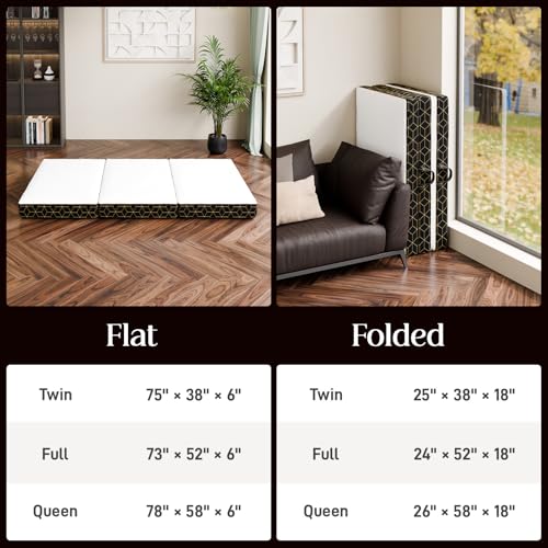 Image of GEMBED Tri Folding Mattress Single Size - 4Inch Foldable Floor Sofa Bed