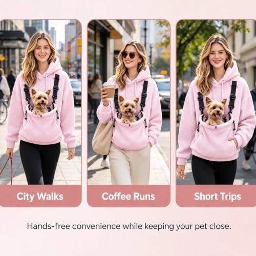 Dog Carrier Sweatshirt Women Fuzzy Fleece Pet Pouch Pullover Top - image 4