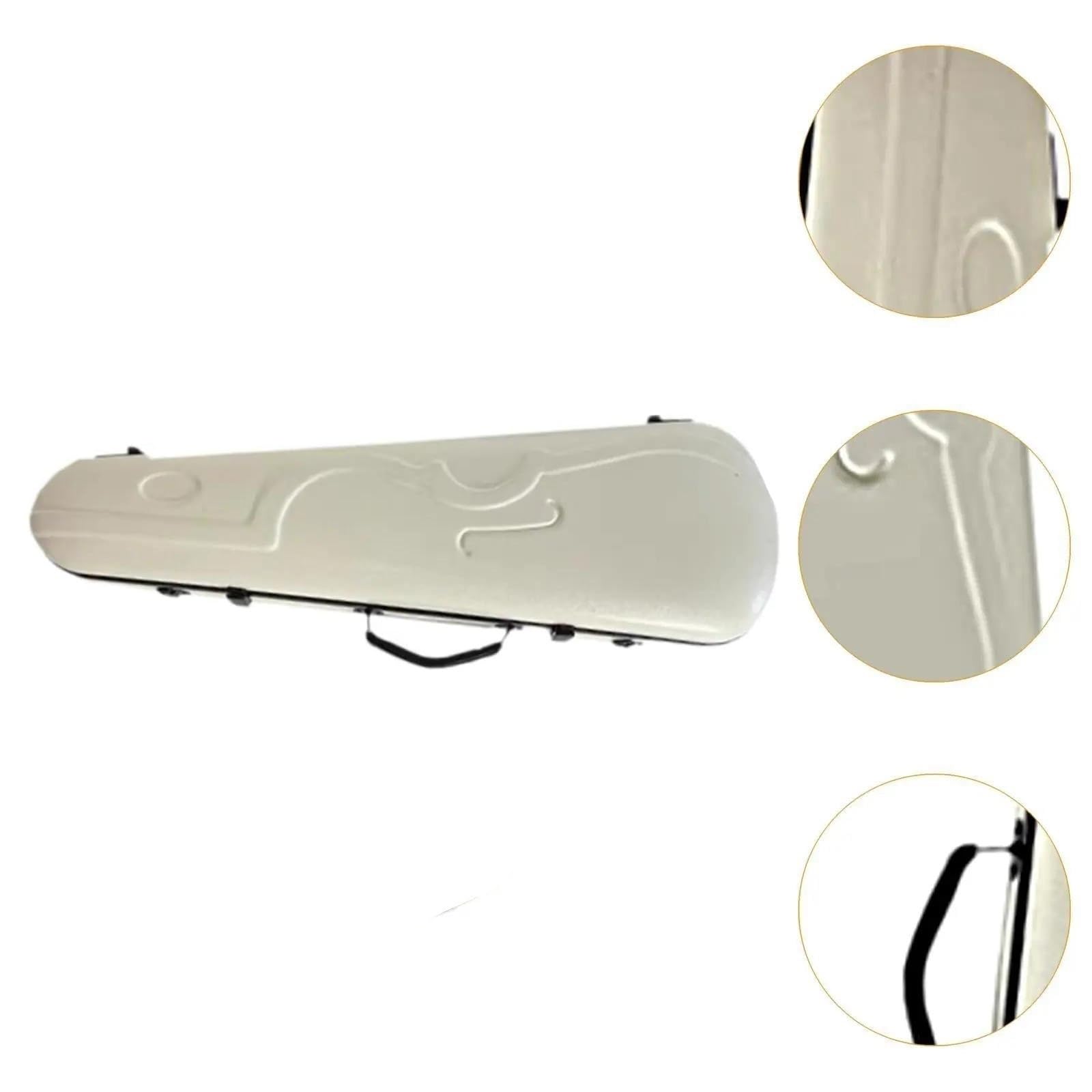 estuche de violín Estuche Rígido Para Violín 4/4 Carcasa De Fibra De Carbono Bolsa De Transporte, Estuche Rígido De Almacenamiento Para Violín Con Mango Ligero(White)