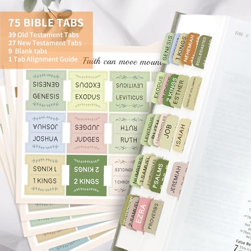 Image of Taja Bible Tabs, 75 Large Print Index Tabs for Women & Men