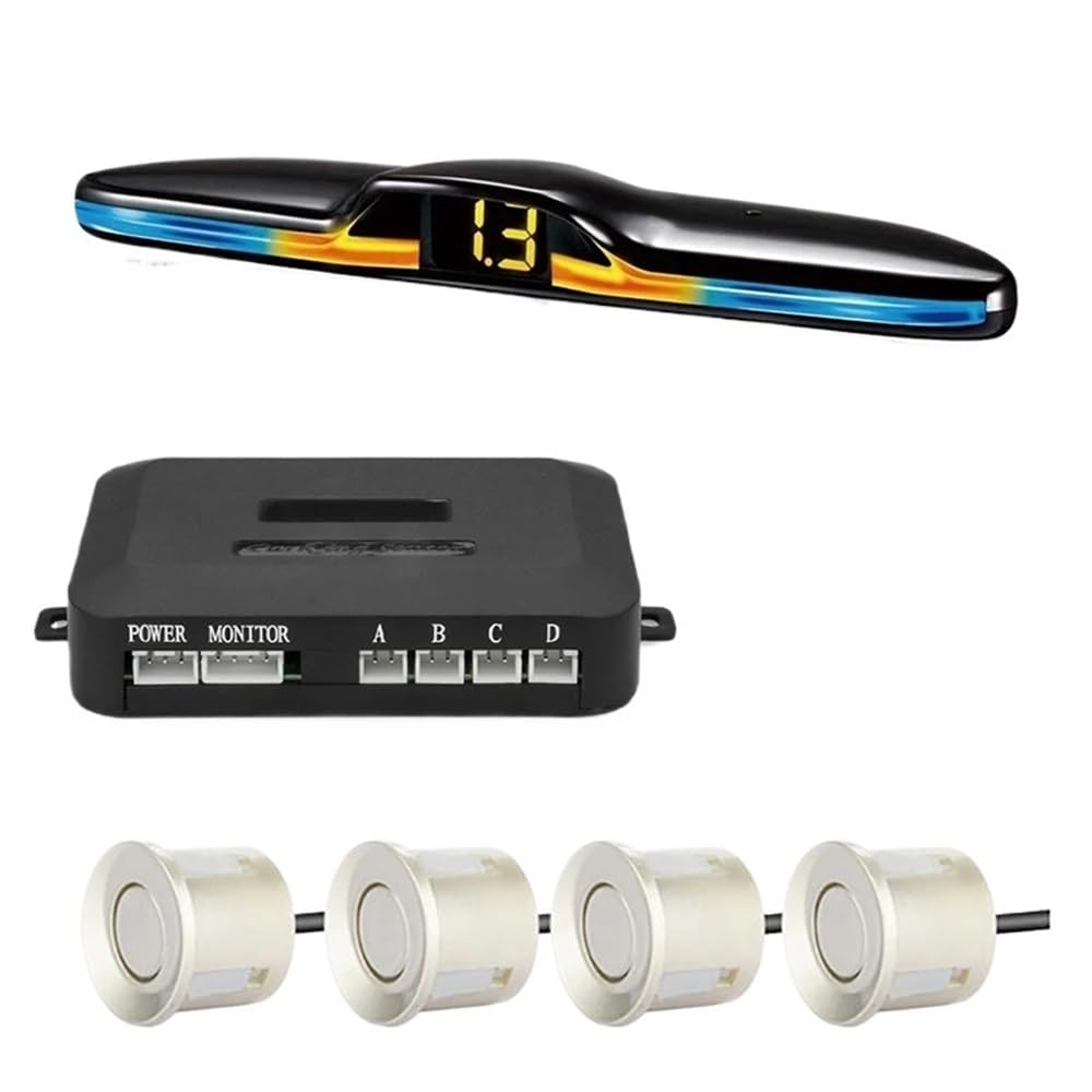 Sensori Rilevamento Distanza di sensori di parcheggio Retroilluminazione Kit Display Monitor Parktronic Assistente rilevatore up 4 sonde(Champagne)