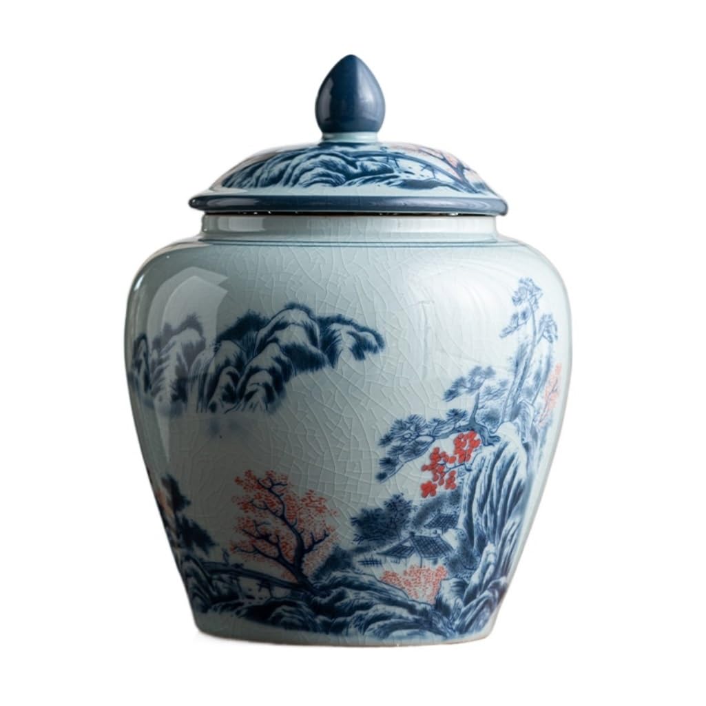 LYGSWDB Pojemnik na herbatę Niebiesko-biała porcelana luzem słoik do przechowywania herbaty ceramiczny duży kuchenny pojemnik na kawę w szczelnym słoiku chiński retro zestaw do herbaty puszka na