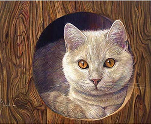 Mosaïque broderie diamant complet chat blanc en résine de qualité supérieure - 2
