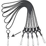 [AMUU] ネックストラップ 首掛けストラップ リング 丸紐 ブラック リングストラップ ワンタッチ着脱 携帯ストラップ 吊下げひも ナイロン製 IDカードホルダー スマホ お財布 キー 用 アソートカラー 5個入り(黑)