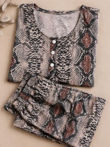 Image of KIAWAH Women Printed Night Suit Set, Cotton Blend Night Suit, A-Line Top and Pajama Set, Soft and Breathable Night Wear