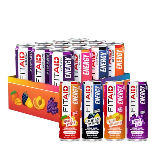 FITAID Energy Zero Sugar Variety Pack 200mg, 12 fl oz (12-Pack)