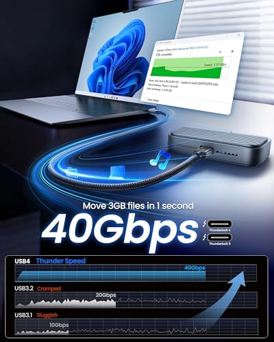 Image of Silkland USB 4 for Thunderbolt 4, 40Gbps 240W 8K, USB-IF Certified, 3.3FT | Single 8K /6K Dual 4K, Braided Thunderbolt Cable Compatible for MacBook, SSD, Mac mini, iPhone 17, Monitor