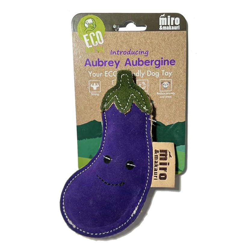Miro & Makauri Eco Friendly Leather Dog Toy - Aubrey Aubergine (18 x 9 x 4cm Approx)