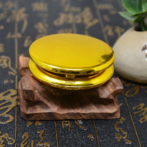 Brújula feng shui mini con espejo plástico dorado miniatura 4