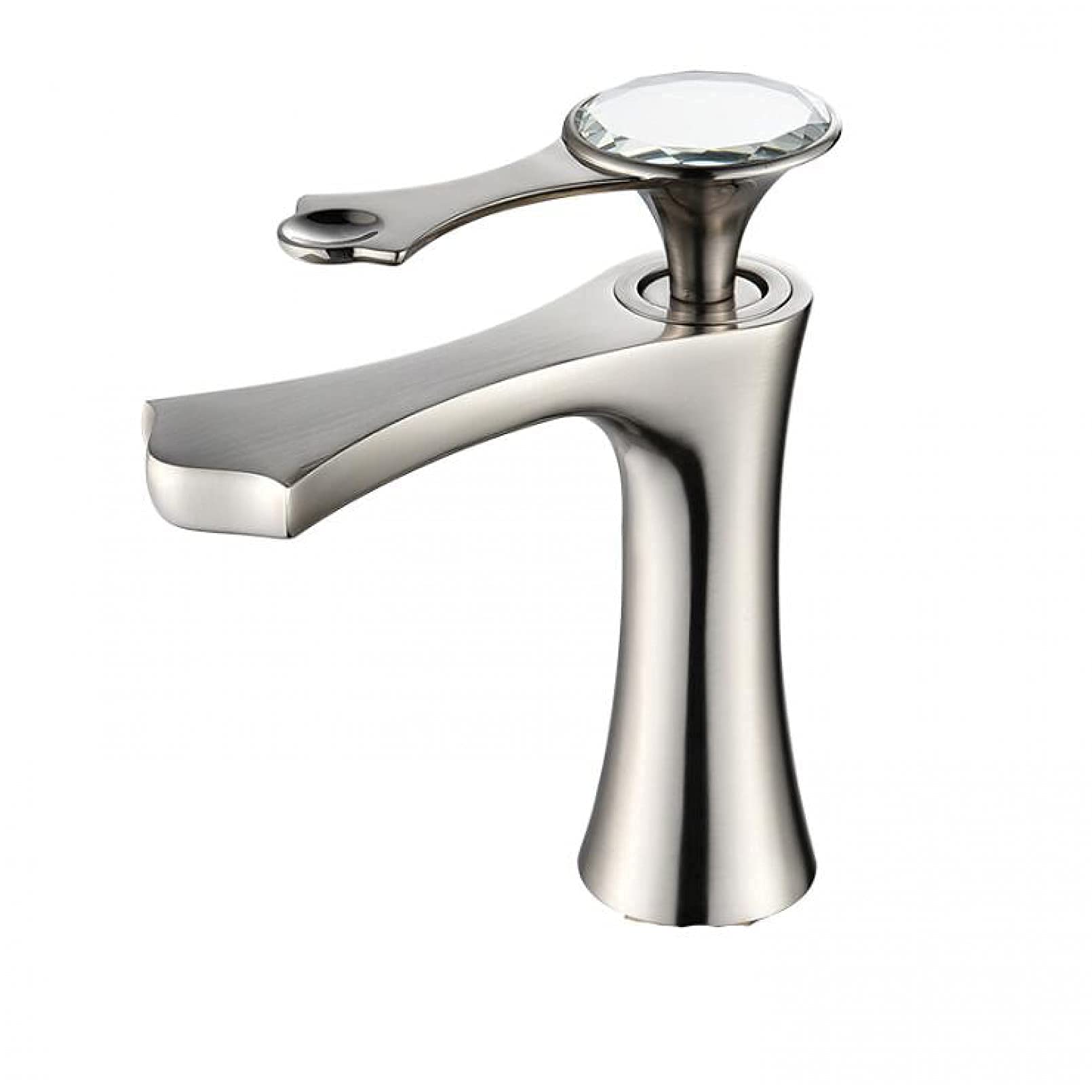 Rubinetti da cucina per lavello ， Rubinetto per bagno Rubinetto per lavabo in ottone Oro rosa Foro singolo rialzato sopra il bancone Rubinetto per bagno caldo e freddo,Nickel 1 Comfortable anniversary