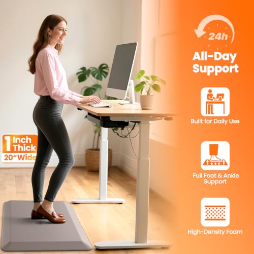 Image of 1-Inch Thick Anti-Fatigue Mat for Kitchen and Standing Desk, 20 inchx32 inch, Khaki