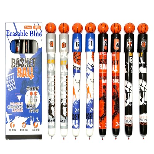 8 bolígrafos de gel azul borrables con temática baloncesto miniatura 1