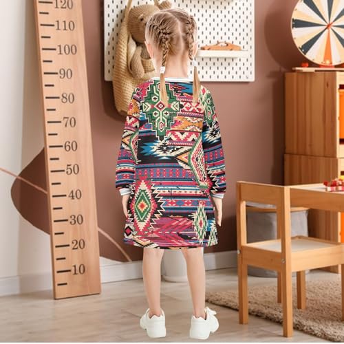 Girls Dresses Toddler Girl Clothes Native American Fabric Patchwork Winter Casual Long Sleeve for Kids 2-8 Years3