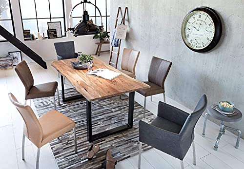 SAM Baumkantentisch 140x80 cm Quarto, Akazienholz massiv + naturfarben, Esstisch mit schwarzem U-Gestell, Esszimmertisch… – Bild 5