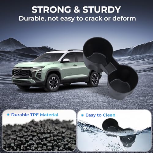 Image of Center Console Cup Holder Inserts for Chevrolet Equinox 2026 2025 (Not for EV), Interior Accessories TPE Car Cup Holders Covers Protector for Chevy Equinox 2025-2026, Black