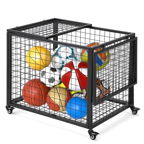 AECOJOY Ball Cart Basketball Storage with Wheels Large
