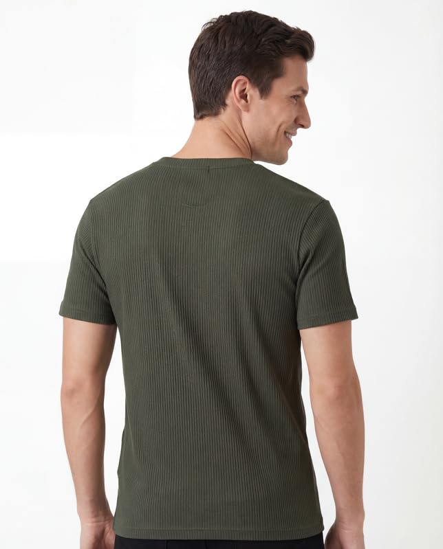 Image of Poly Cotton Frill Round Neck T-Shirt for Men | |